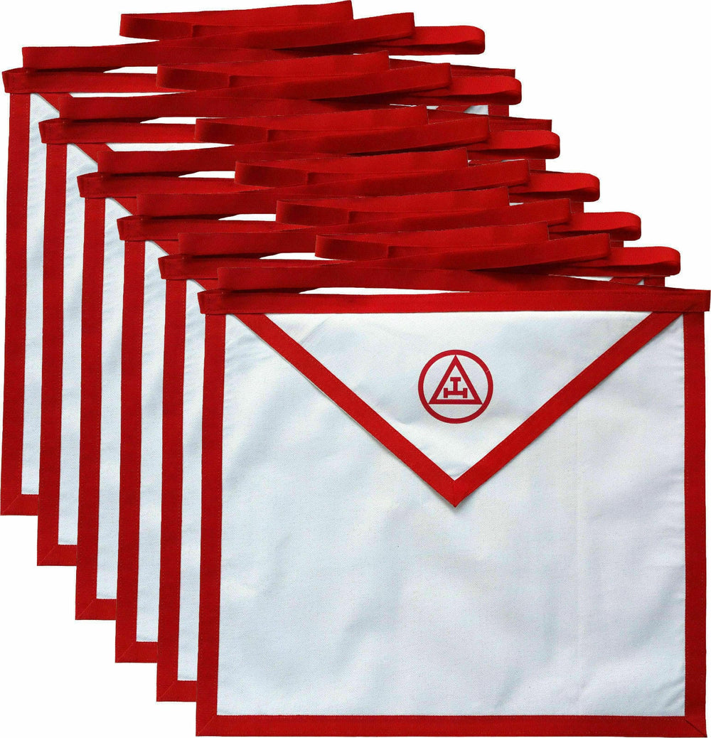 RIAZ IMPEX MASONIC REGALIA MASONIC ROYAL ARCH DUCK CLOTH PRINTED MEMBER APRONS - PACK OF 6 NEW