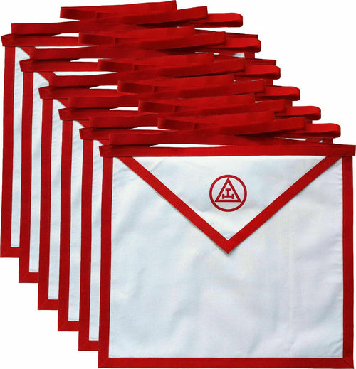 RIAZ IMPEX MASONIC REGALIA MASONIC ROYAL ARCH DUCK CLOTH PRINTED MEMBER APRONS - PACK OF 6 NEW