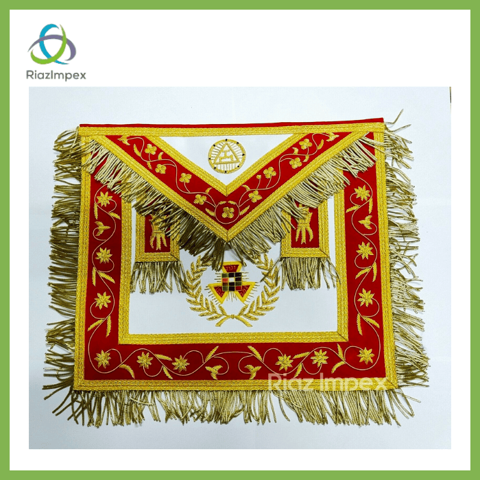 RIAZ IMPEX MASONIC REGALIA MASONIC ROYAL ARCH Past High Priest PHP Apron Hand Embroidered Gold Bullion.