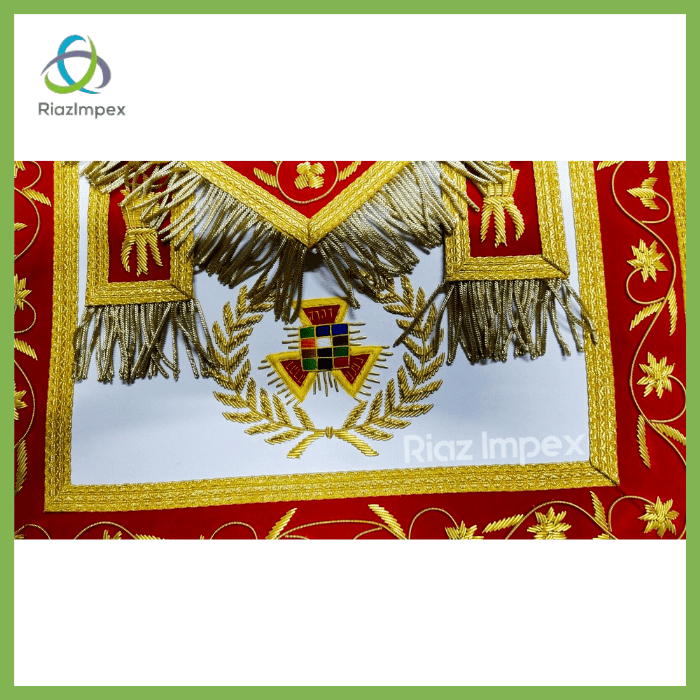 RIAZ IMPEX MASONIC REGALIA MASONIC ROYAL ARCH Past High Priest PHP Apron Hand Embroidered Gold Bullion.