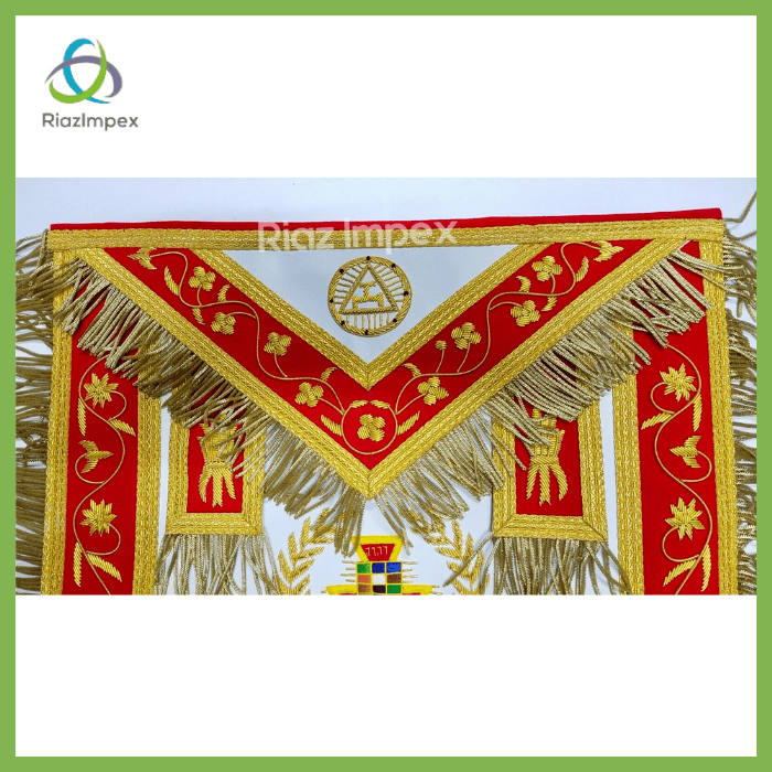 RIAZ IMPEX MASONIC REGALIA MASONIC ROYAL ARCH Past High Priest PHP Apron Hand Embroidered Gold Bullion.