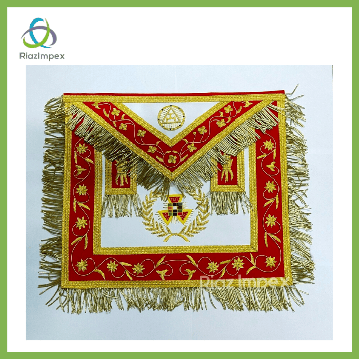 RIAZ IMPEX MASONIC REGALIA MASONIC ROYAL ARCH Past High Priest PHP Apron Hand Embroidered Gold Bullion.