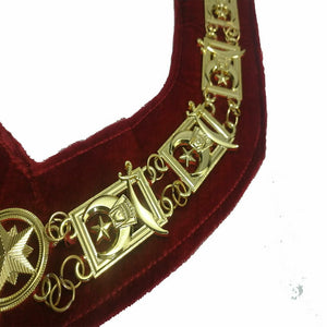 RIAZ IMPEX MASONIC REGALIA Masonic Shriner Chain collar Golden plated on Red Velvet Backing pack of 6