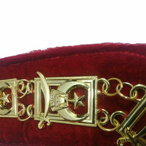 RIAZ IMPEX MASONIC REGALIA Masonic Shriner Chain collar Golden plated on Red Velvet Backing pack of 6