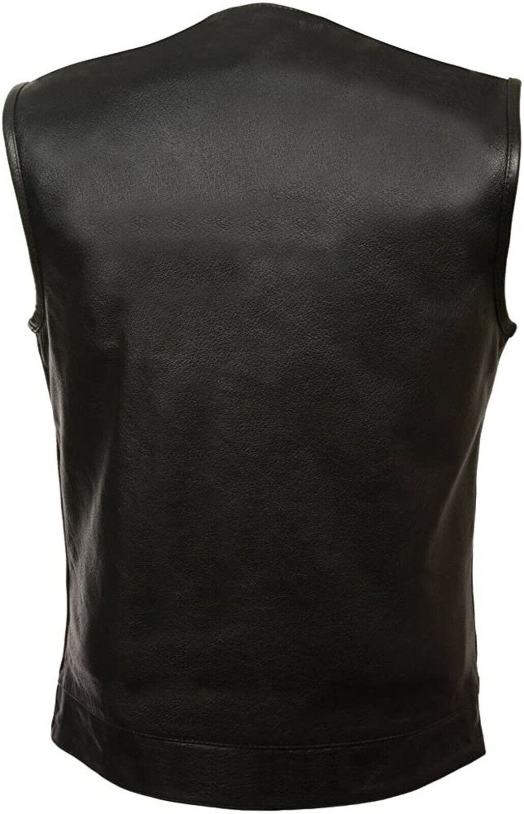 RIAZ IMPEX MASONIC REGALIA Men's Basic Leather Motorcycle Vest Zipper & Snap Closure Single Panel Back