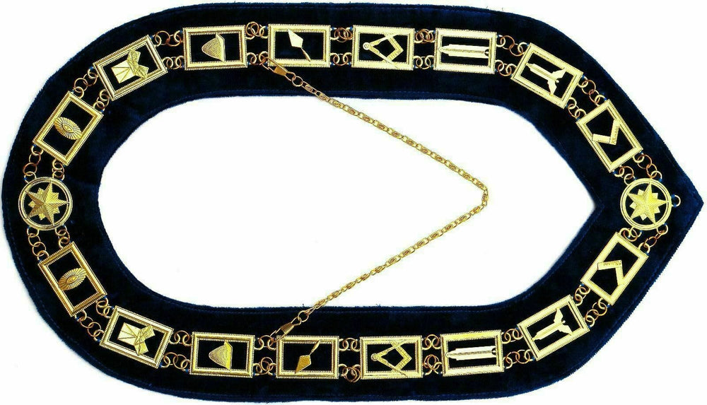 RIAZ IMPEX MASONIC REGALIA NEW SET of 2 Royal Arch Chain Collar Regalia Red Velvet Masonic Jewel York Rite