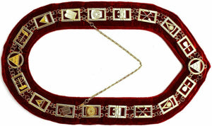 RIAZ IMPEX MASONIC REGALIA NEW SET of 2 Royal Arch Chain Collar Regalia Red Velvet Masonic Jewel York Rite