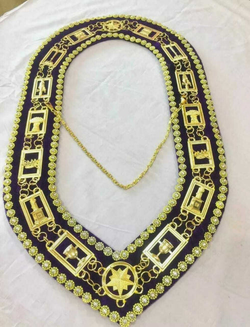 RIAZ IMPEX MASONIC REGALIA Order of Eastern Star Chain Collars, OES Chain Collars, Masonic Chain Collars