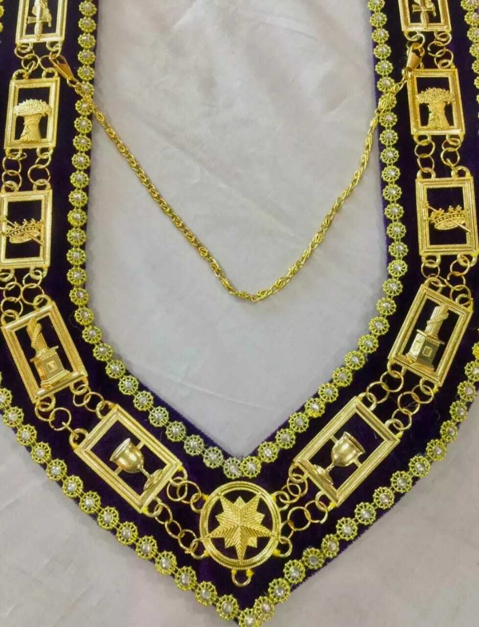 RIAZ IMPEX MASONIC REGALIA Order of Eastern Star Chain Collars, OES Chain Collars, Masonic Chain Collars
