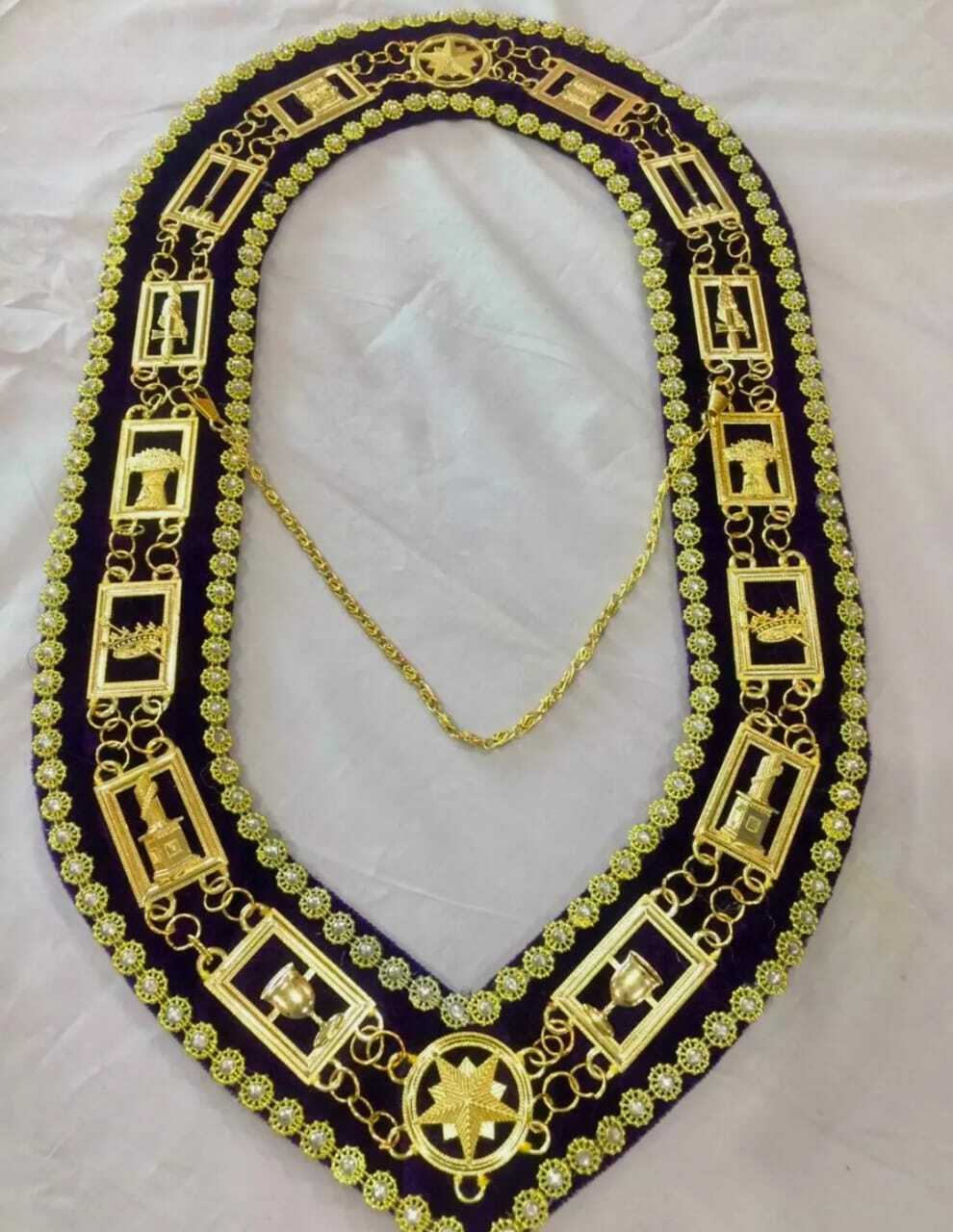 RIAZ IMPEX MASONIC REGALIA Order of Eastern Star Chain Collars, OES Chain Collars, Masonic Chain Collars