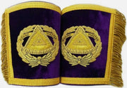Purple Masonic Grand Master Gauntlets Cuffs Bullion Embroidered with Fringes
