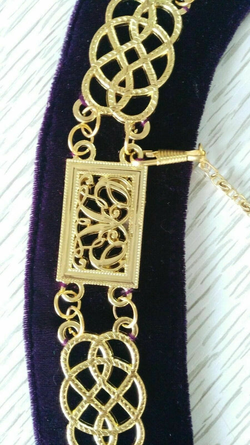 RIAZ IMPEX MASONIC REGALIA REGALIA MASONIC GRAND LODGE CHAIN COLLAR PURPLE VELVET, GRAND LODGE CHAIN COLLAR
