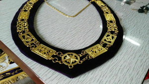RIAZ IMPEX MASONIC REGALIA REGALIA MASONIC GRAND LODGE CHAIN COLLAR PURPLE VELVET, GRAND LODGE CHAIN COLLAR