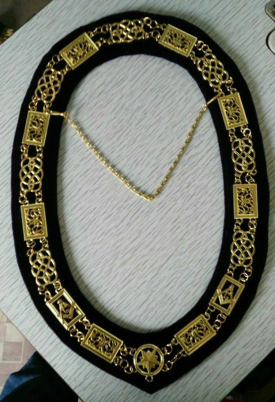 RIAZ IMPEX MASONIC REGALIA REGALIA MASONIC GRAND LODGE CHAIN COLLAR PURPLE VELVET, GRAND LODGE CHAIN COLLAR
