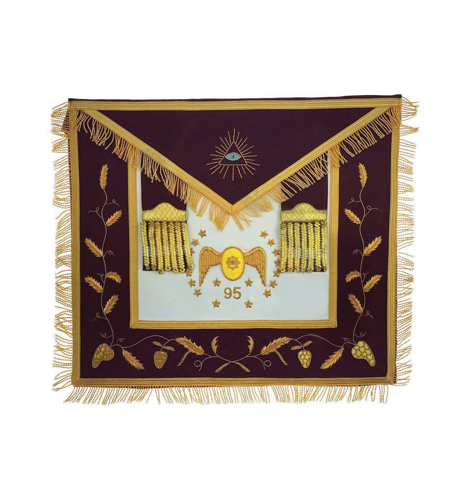 Riaz Impex Masonic Regalia Sets 95th Degree Memphis Misraim Regalia Set – Maroon Hand Embroidery