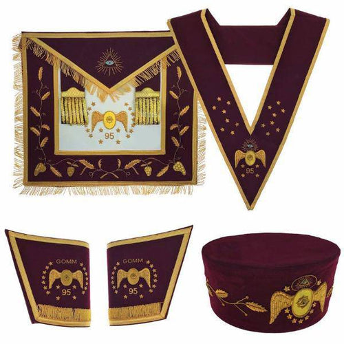 Riaz Impex Masonic Regalia Sets 95th Degree Memphis Misraim Regalia Set – Maroon Hand Embroidery