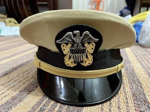 RIAZ IMPEX MASONIC REGALIA US Navy Officer's Cap Dress Khaki UNIFORM Hat w. Officer Cap