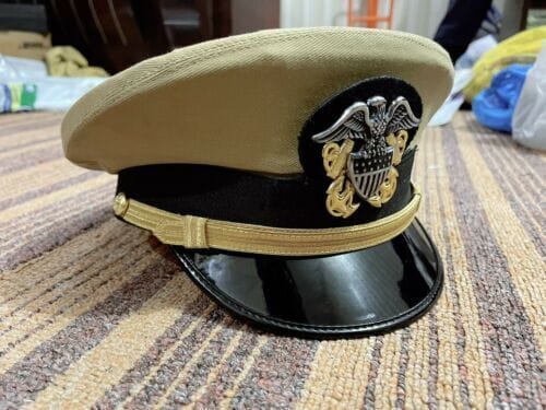 RIAZ IMPEX MASONIC REGALIA US Navy Officer's Cap Dress Khaki UNIFORM Hat w. Officer Cap