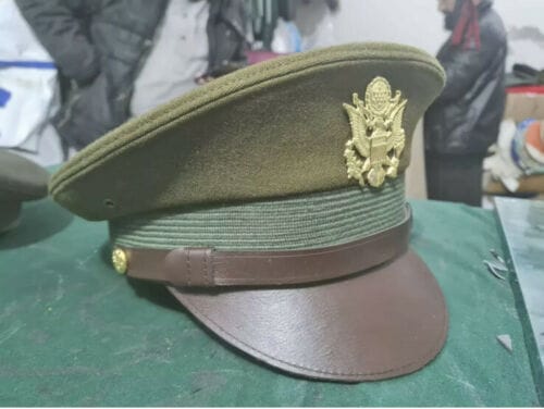 RIAZ IMPEX MASONIC REGALIA US WW2 ARMY OFFICERS PEAKED OLIVE VISOR CAP