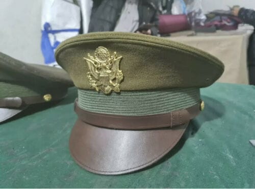 RIAZ IMPEX MASONIC REGALIA US WW2 ARMY OFFICERS PEAKED OLIVE VISOR CAP