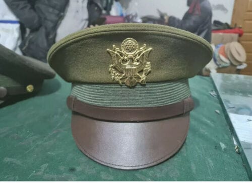 RIAZ IMPEX MASONIC REGALIA US WW2 ARMY OFFICERS PEAKED OLIVE VISOR CAP