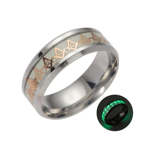 Riaz Impex Masonic Rings 6 / Gold-Tone Luminous Master Mason Luminous Square & Compass Ring
