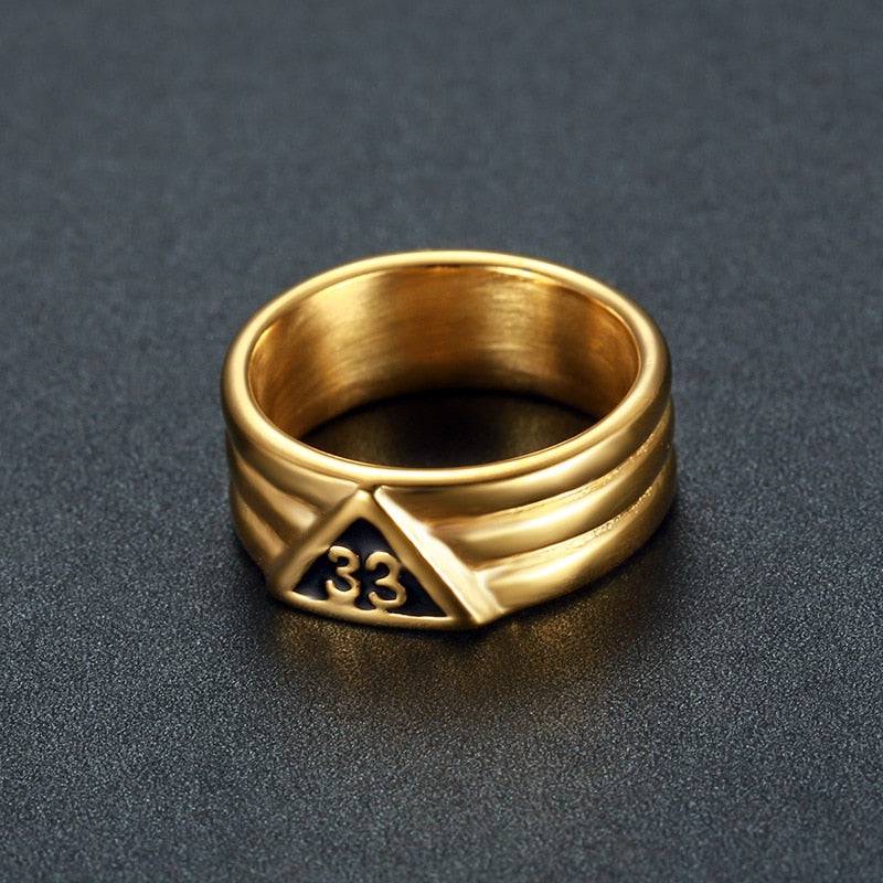 Riaz Impex Masonic Rings Gold Tone / 7 33rd Degree Scottish Rite Stainless Steel Ring