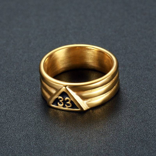 Riaz Impex Masonic Rings Gold Tone / 7 33rd Degree Scottish Rite Stainless Steel Ring