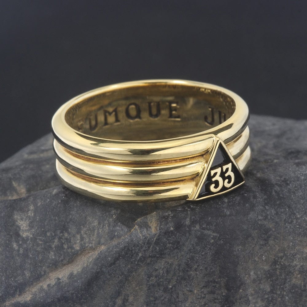 Riaz Impex Masonic Rings Gold Tone / 7 33rd Degree Scottish Rite Sterling Silver Ring
