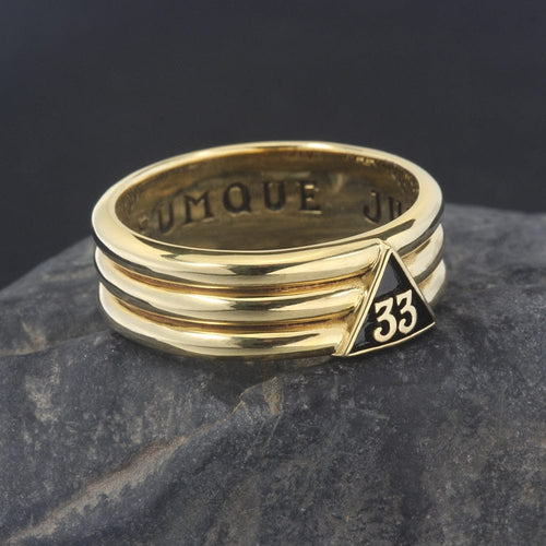 Riaz Impex Masonic Rings Gold Tone / 7 33rd Degree Scottish Rite Sterling Silver Ring