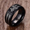 Master Mason Black Ring – Silver Cable Detail