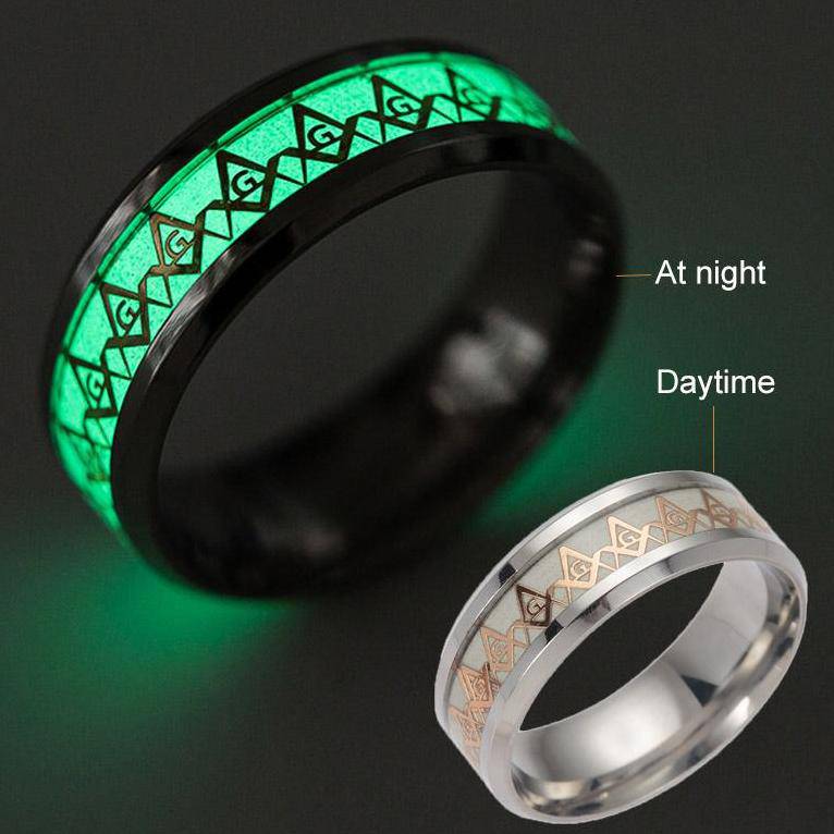 Riaz Impex Masonic Rings Master Mason Luminous Square & Compass Ring