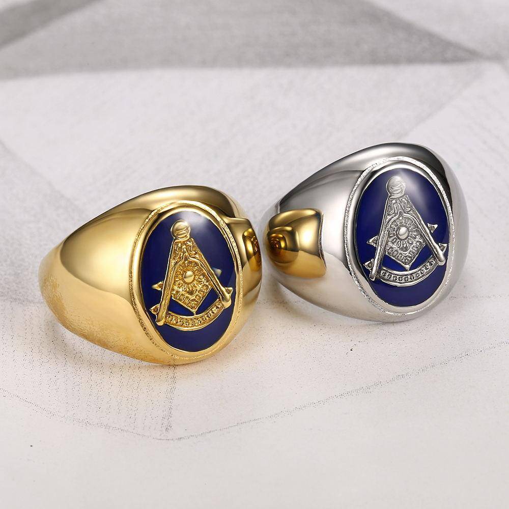 Riaz Impex Masonic Rings Past Master Oval Blue Ring