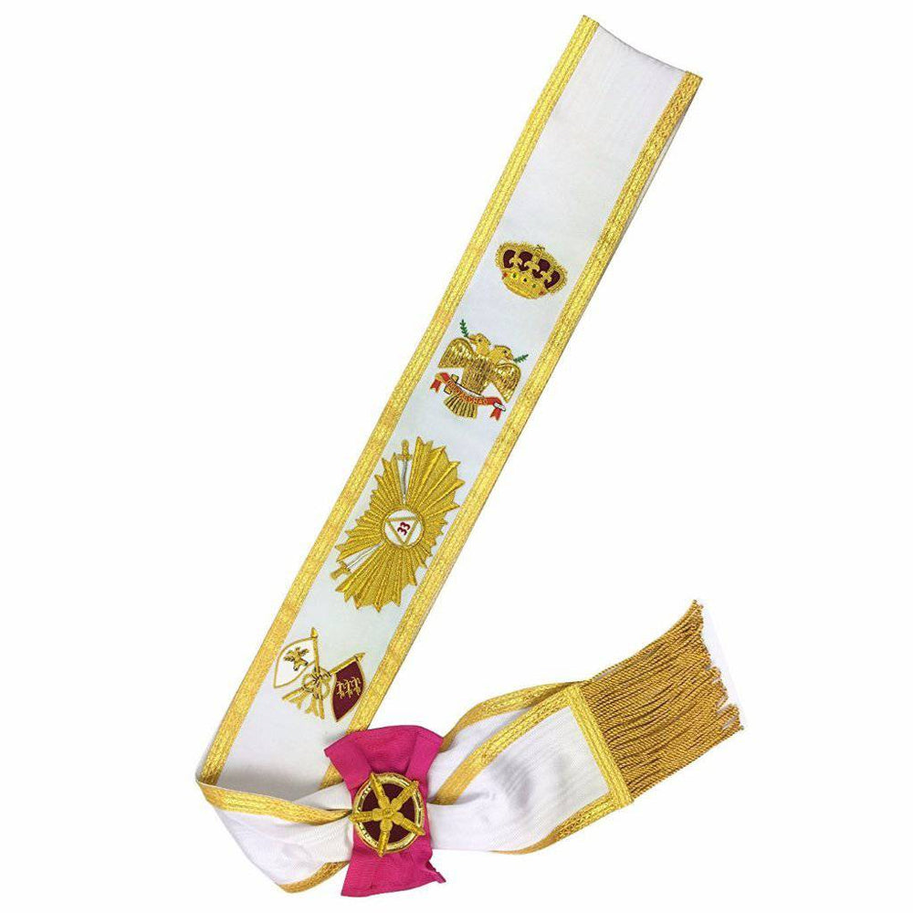 Riaz Impex Masonic Sashes 33rd Degree Scottish Rite Sash – Gold Fringe & Hand Embroidery