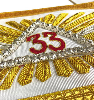 Riaz Impex Masonic Sashes 33rd Degree Scottish Rite Sash – Gold Fringe & White Ribbon