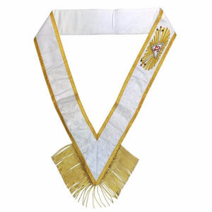 Riaz Impex Masonic Sashes 33rd Degree Scottish Rite Sash – Gold Fringe & White Ribbon