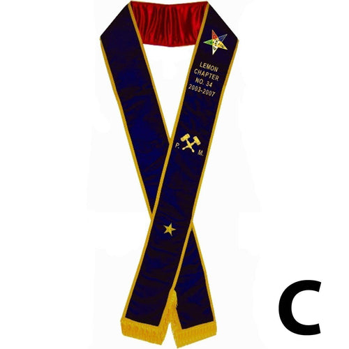 Riaz Impex Masonic Sashes No vine-work with fringe on bottom only / Left Shoulder to Right Hip / 82 Past Matron OES Sash – Purple Velvet