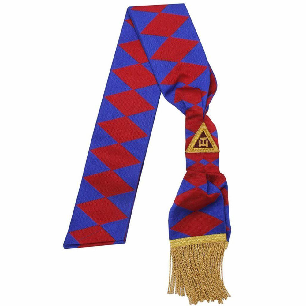 Riaz Impex Masonic Sashes Principal English Royal Arch Sash – Gold Fringe & Hand Embroidered Triple Tau