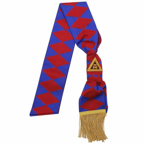 Riaz Impex Masonic Sashes Principal English Royal Arch Sash – Gold Fringe & Hand Embroidered Triple Tau