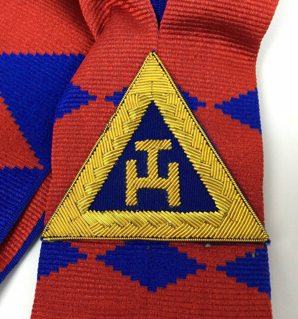 Riaz Impex Masonic Sashes Provincial Officers English Royal Arch Sash – Gold Fringe & Hand Embroidered Triple Tau