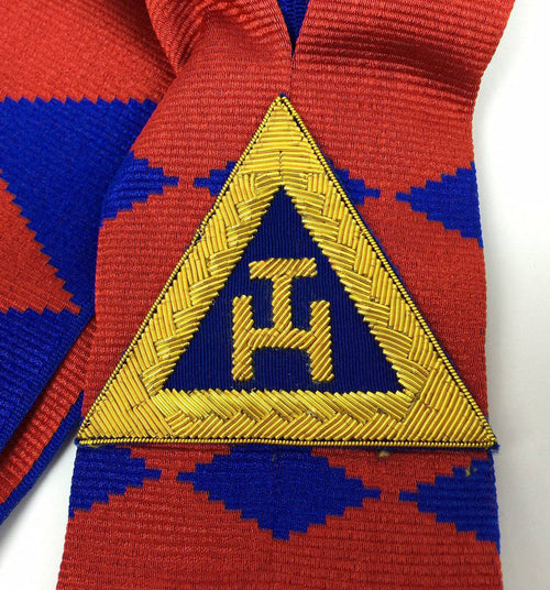Riaz Impex Masonic Sashes Provincial Officers English Royal Arch Sash – Gold Fringe & Hand Embroidered Triple Tau