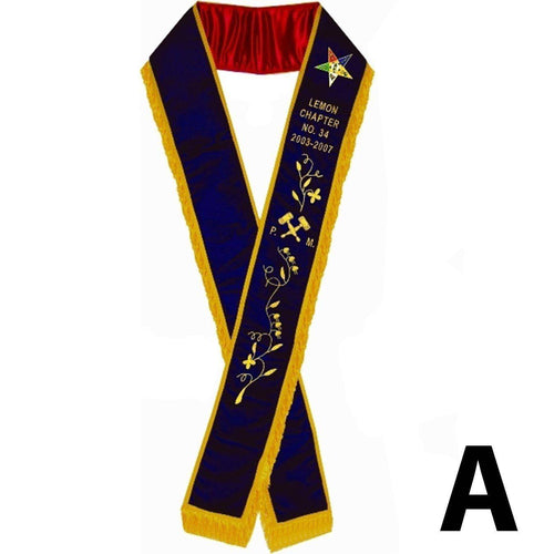 Riaz Impex Masonic Sashes Vine-work with fringe all along one side / Left Shoulder to Right Hip / 82 Past Matron OES Sash – Purple Velvet
