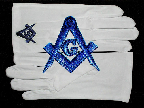 RIAZ IMPEX Wrestling Belts Blue Lodge Masonic White Gloves Blue Embroidered G Logo Square & Compass 12 Lot
