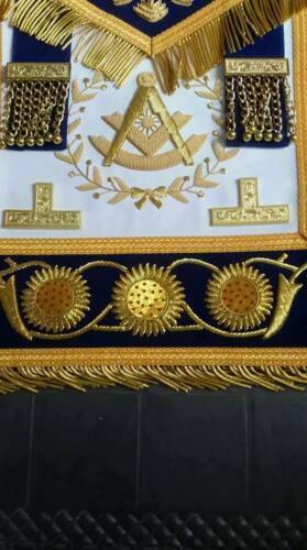 RIAZ IMPEX Wrestling Belts Grand Master’s Apron Masonic Regalia Blue/Gold Hand Embroidered APRON NEW