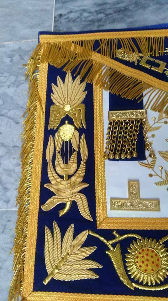 RIAZ IMPEX Wrestling Belts Grand Master’s Apron Masonic Regalia Blue/Gold Hand Embroidered APRON NEW