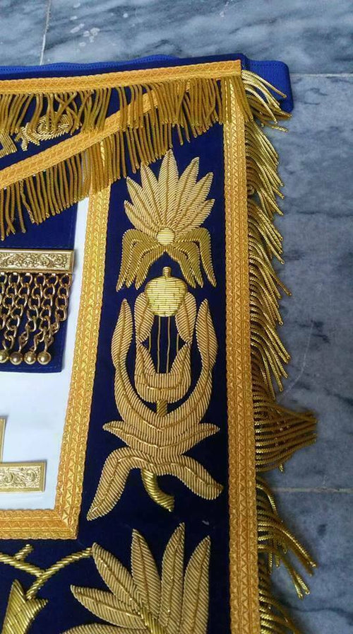 RIAZ IMPEX Wrestling Belts Grand Master’s Apron Masonic Regalia Blue/Gold Hand Embroidered APRON NEW