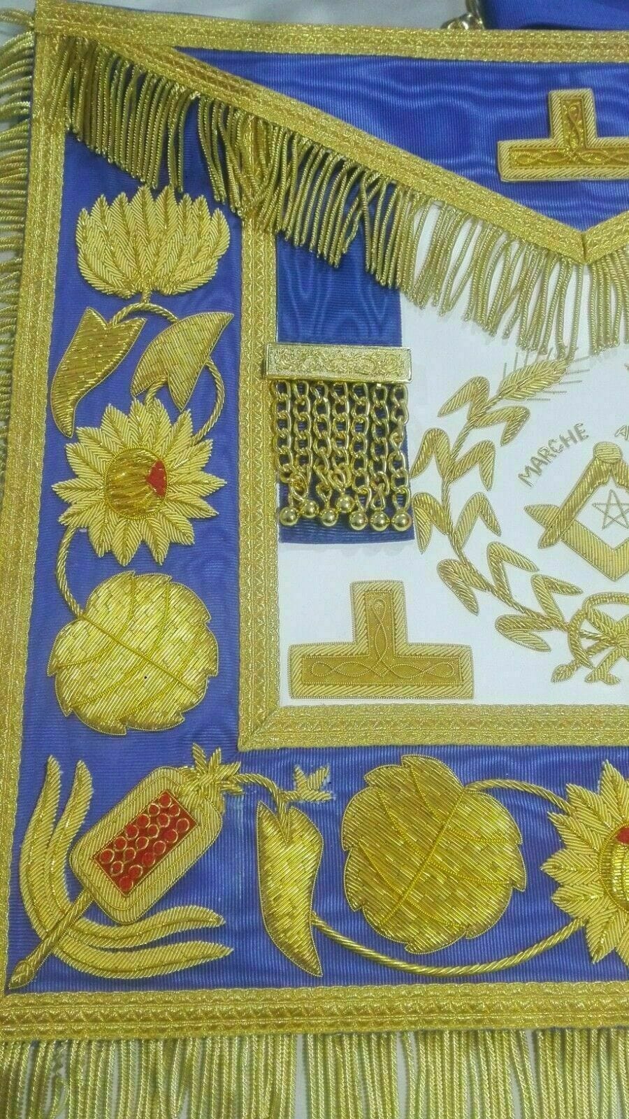 RIAZ IMPEX Wrestling Belts HAND EMBROIDED MASONIC REGALIA GRAND MASTER APRON BLUE AND GOLD