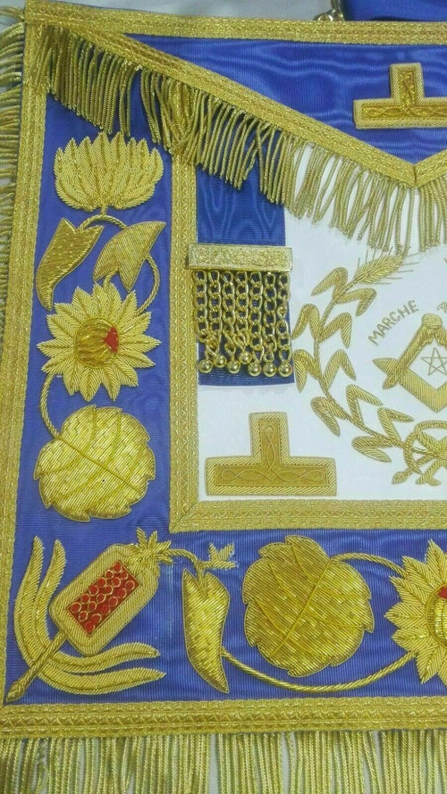 RIAZ IMPEX Wrestling Belts HAND EMBROIDED MASONIC REGALIA GRAND MASTER APRON BLUE AND GOLD