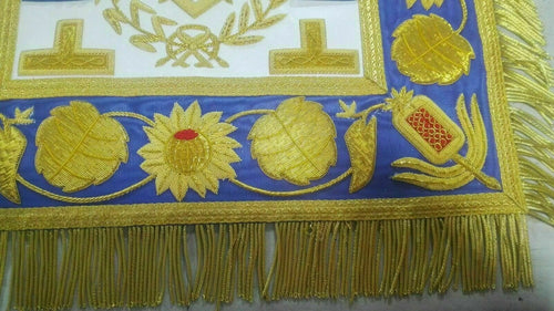 RIAZ IMPEX Wrestling Belts HAND EMBROIDED MASONIC REGALIA GRAND MASTER APRON BLUE AND GOLD