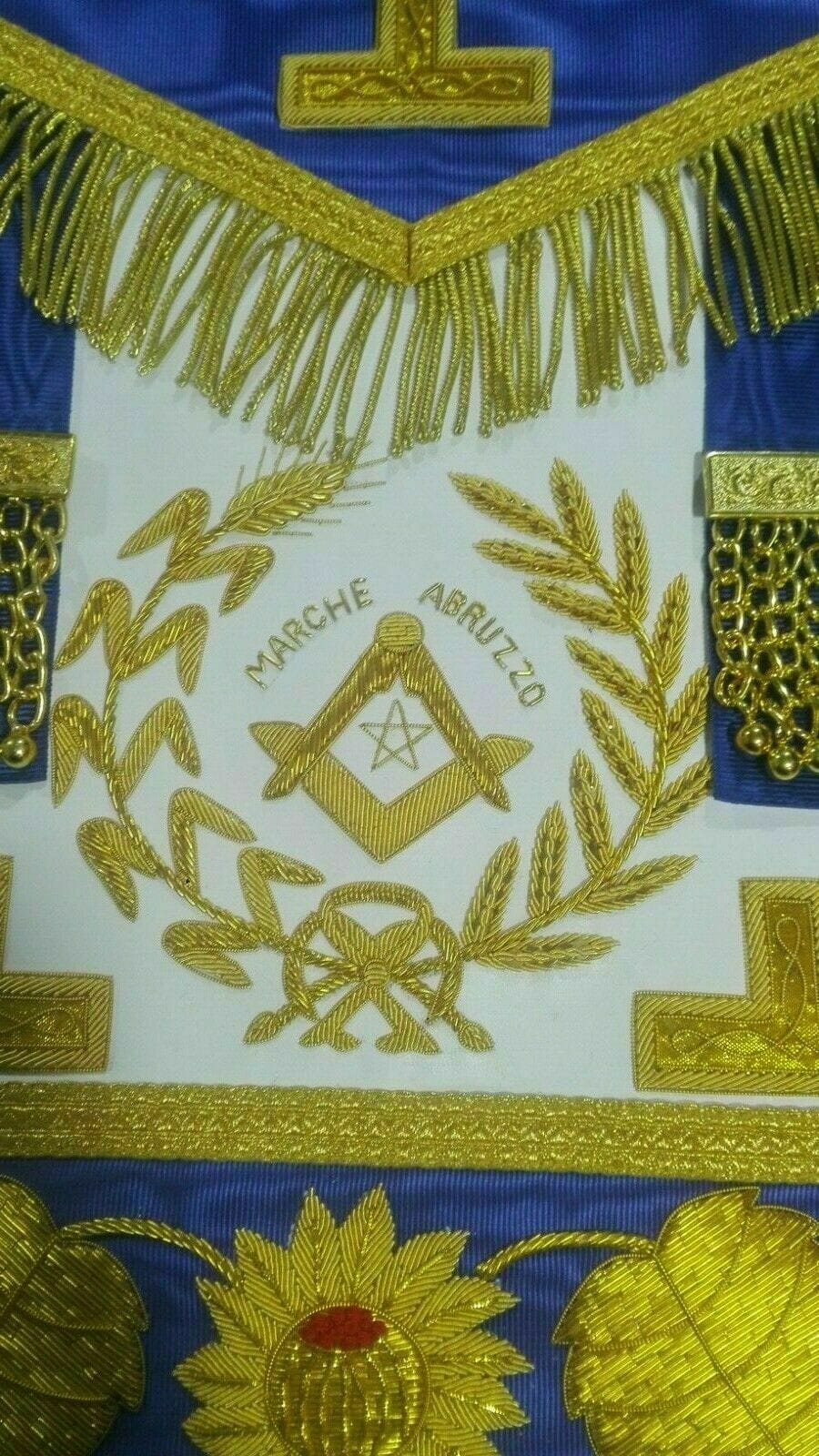 RIAZ IMPEX Wrestling Belts HAND EMBROIDED MASONIC REGALIA GRAND MASTER APRON BLUE AND GOLD